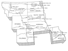 drawing of the six missile fields on a map of the upper Midwestern United States